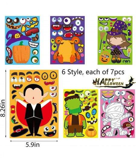 42pcs Halloween Characters Stickers for Kids Make Your Own Mix and Match Sticker Halloween Decorating Toy Stickers Halloween ...