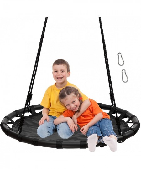 40’’ Tree Swing for Kids Outdoor Kids Round Mat Swing with Adjustable Hanging Ropes and Accessaries for Indoor Backyard and P...