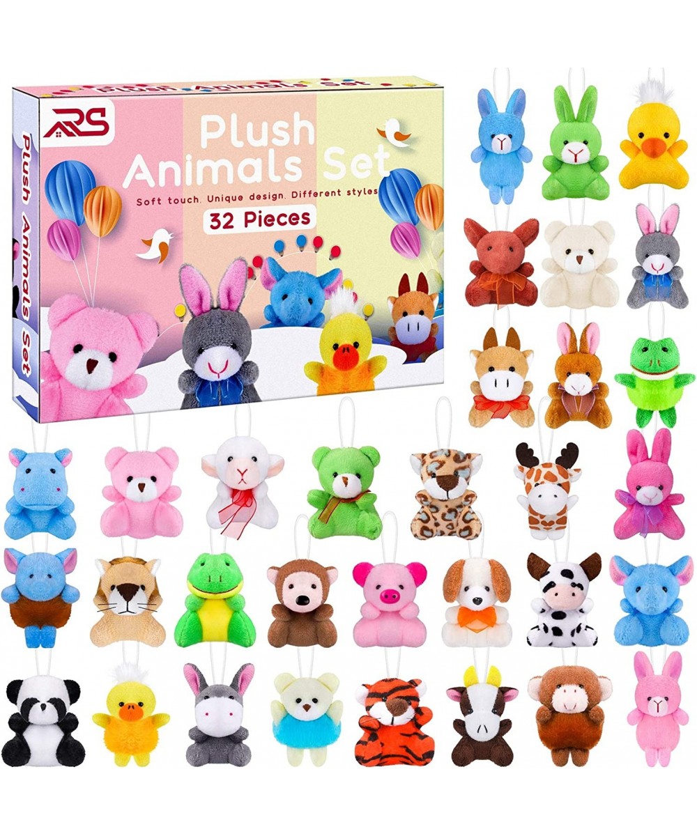 32 Pack Mini Plush Animals Toys Set Jungle Animal Plush Toys Stuffed Animals Set for Easter Hunts Basket Stuffers Easter Part...