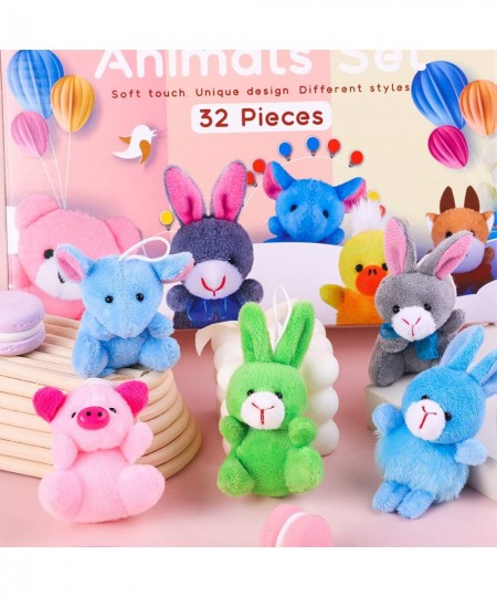 32 Pack Mini Plush Animals Toys Set Jungle Animal Plush Toys Stuffed Animals Set for Easter Hunts Basket Stuffers Easter Part...