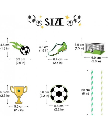 52 PCS Soccer Party Supplies Tableware Set Soccer Paper Plates Straws Paper Cups for Sports Theme Children Birthday Party Dec...