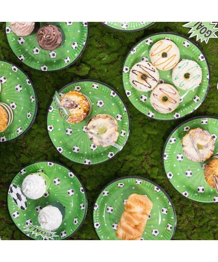 52 PCS Soccer Party Supplies Tableware Set Soccer Paper Plates Straws Paper Cups for Sports Theme Children Birthday Party Dec...