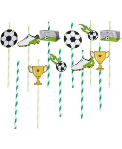 52 PCS Soccer Party Supplies Tableware Set Soccer Paper Plates Straws Paper Cups for Sports Theme Children Birthday Party Dec...