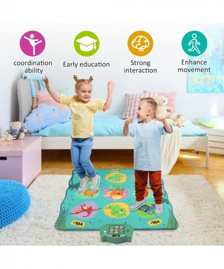 Dance Mat for Kids Dinosaur Musical Toy Gifts for Boys Girls-Including 3 Challenge Levels Dance Pad with LED Lights Adjustabl...