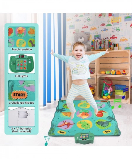 Dance Mat for Kids Dinosaur Musical Toy Gifts for Boys Girls-Including 3 Challenge Levels Dance Pad with LED Lights Adjustabl...