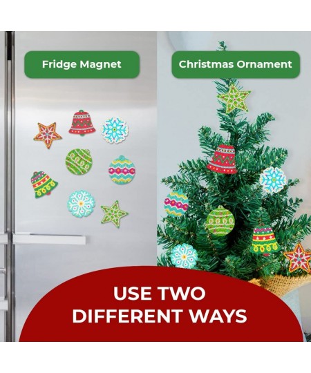 DIY Magnet & Diamond Art Christmas Ornaments for Kids Set - Makes 8pcs - Christmas Crafts for Kids - Diamond Painting Kits fo...