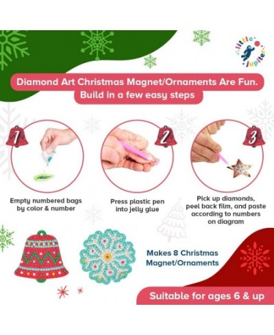 DIY Magnet & Diamond Art Christmas Ornaments for Kids Set - Makes 8pcs - Christmas Crafts for Kids - Diamond Painting Kits fo...