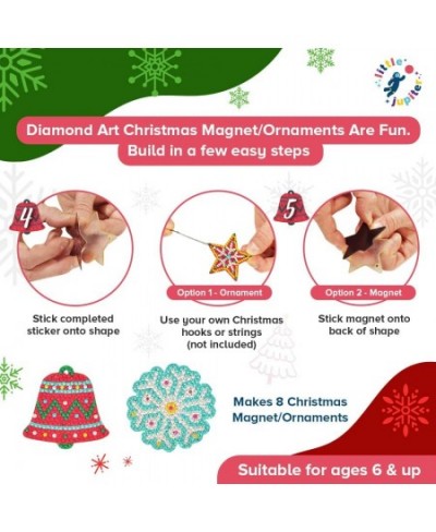 DIY Magnet & Diamond Art Christmas Ornaments for Kids Set - Makes 8pcs - Christmas Crafts for Kids - Diamond Painting Kits fo...