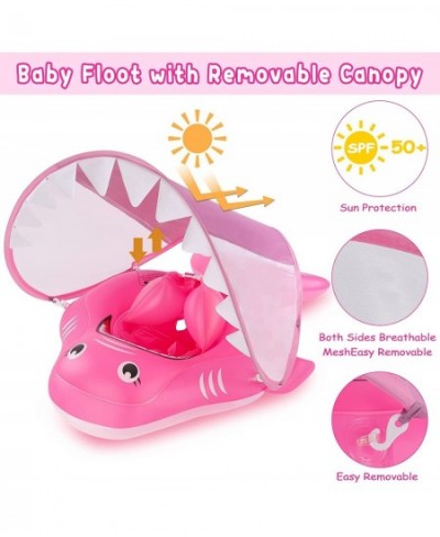 Baby Pool Float Baby Swim Float with Canopy Inflatable Baby Swimming Floaties with Safety Support Baby Shark Pool Floats for ...