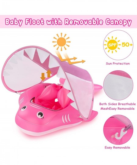 Baby Pool Float Baby Swim Float with Canopy Inflatable Baby Swimming Floaties with Safety Support Baby Shark Pool Floats for ...