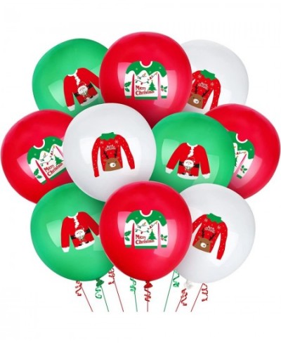 60 Pieces Christmas Ugly Sweater Balloons Party Supplies White Red Green Xmas Latex Balloons for Let's Ugly Christmas Party S...