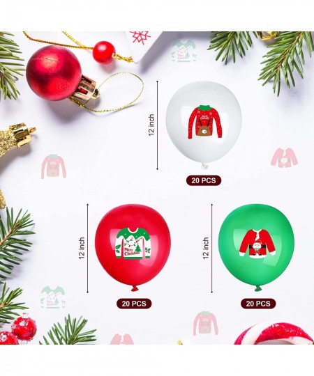 60 Pieces Christmas Ugly Sweater Balloons Party Supplies White Red Green Xmas Latex Balloons for Let's Ugly Christmas Party S...