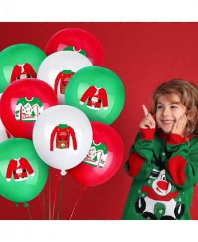 60 Pieces Christmas Ugly Sweater Balloons Party Supplies White Red Green Xmas Latex Balloons for Let's Ugly Christmas Party S...