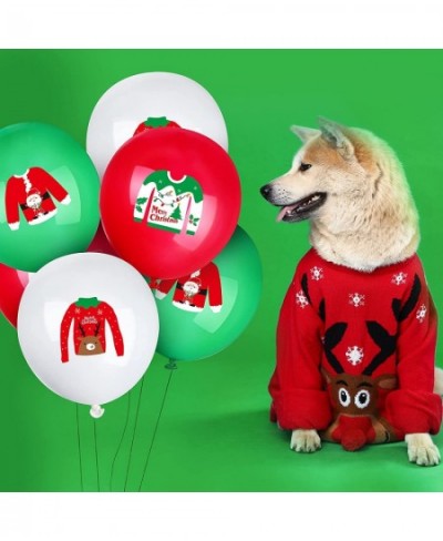 60 Pieces Christmas Ugly Sweater Balloons Party Supplies White Red Green Xmas Latex Balloons for Let's Ugly Christmas Party S...