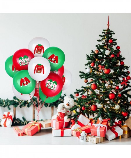 60 Pieces Christmas Ugly Sweater Balloons Party Supplies White Red Green Xmas Latex Balloons for Let's Ugly Christmas Party S...