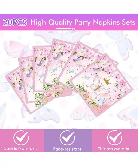 Butterfly Party Decorations Spring Supply for 20 Guests Plates Napkins and Spring Themed Plastic Tablecloth Tableware Set Dec...