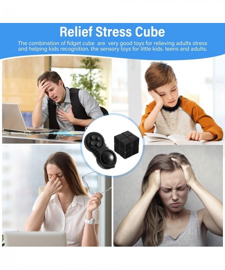 2 Pieces Mini Fidget Toy Set Include Cube Handheld Fidget Toy Cube Cam Fidget Controller Pad Anxiety and Stress Relief Fidget...