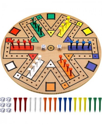 Fast Track Board Game Wooden 3-6 Players Board Game Set with 24 Board Game Pieces and 2 Dice Fast Track Game Night for Adult ...