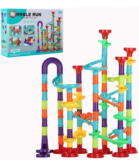 Marble Run Set for Kids 113pcs Marble Track Building Games 83 Marbulous Pieces 30 Glass Marble Colorful Marble Maze Race Trac...