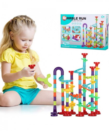 Marble Run Set for Kids 113pcs Marble Track Building Games 83 Marbulous Pieces 30 Glass Marble Colorful Marble Maze Race Trac...