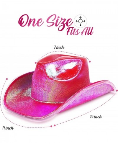 Sparkly Cowboy Hat – Fuchsia with Adjustable Drawstring Iridescent Light Up Cowgirl Hat LED Lights 15 in x 11 in x 6 in Pink ...