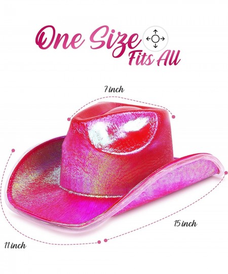 Sparkly Cowboy Hat – Fuchsia with Adjustable Drawstring Iridescent Light Up Cowgirl Hat LED Lights 15 in x 11 in x 6 in Pink ...