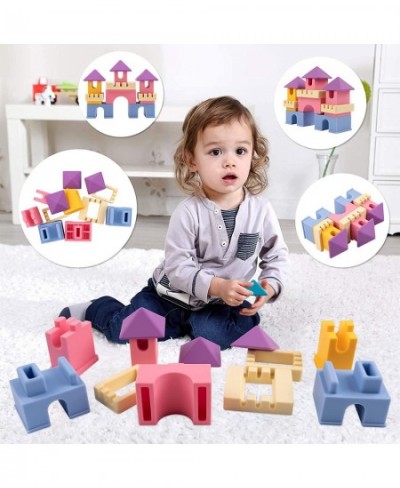 Silicone Stacking Blocks 12 PCS Baby Soft Castle Building Blocks - Montessori Kids Stacking & Nesting Toys for Babies 6 Month...