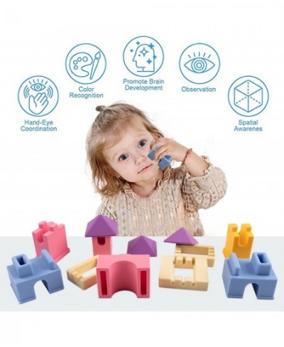 Silicone Stacking Blocks 12 PCS Baby Soft Castle Building Blocks - Montessori Kids Stacking & Nesting Toys for Babies 6 Month...