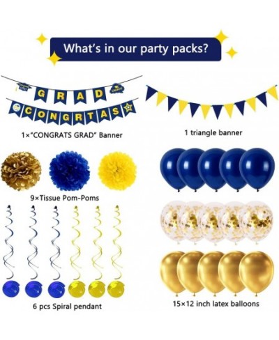 Graduation Party Decoration Kits 2022 Navy Blue and Gold Graduation Balloons Paper Pompoms Congrats Grad?Class of 2022 Gradua...