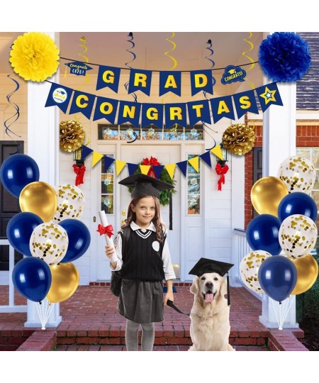 Graduation Party Decoration Kits 2022 Navy Blue and Gold Graduation Balloons Paper Pompoms Congrats Grad?Class of 2022 Gradua...