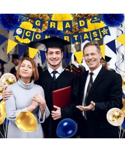 Graduation Party Decoration Kits 2022 Navy Blue and Gold Graduation Balloons Paper Pompoms Congrats Grad?Class of 2022 Gradua...