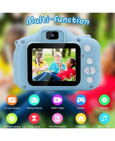 Kids Camera Front and Rear Camera Digital Cameras for Boys and Girls Gift Age 3-9 2.0 -inch Screen 1080P Video with 32GB SD C...