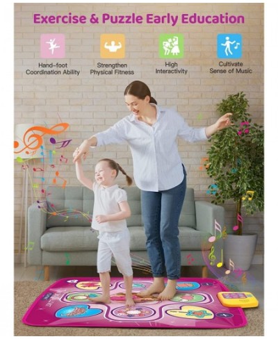 Kids Dance Mat Electronic Musical Play Mats Pink Dance Pad Non-Slip Dancing Floor Mat Game Toy with 5 Game Modes Easter Birth...