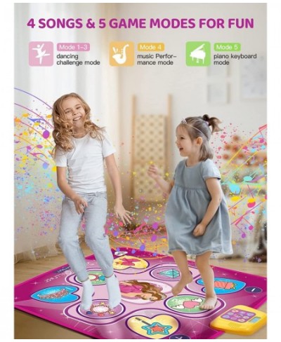 Kids Dance Mat Electronic Musical Play Mats Pink Dance Pad Non-Slip Dancing Floor Mat Game Toy with 5 Game Modes Easter Birth...