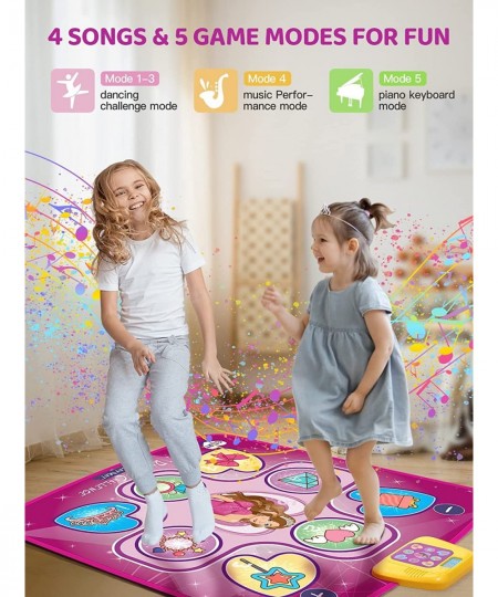 Kids Dance Mat Electronic Musical Play Mats Pink Dance Pad Non-Slip Dancing Floor Mat Game Toy with 5 Game Modes Easter Birth...