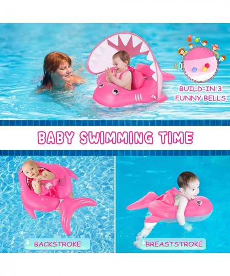 Baby Pool Float Baby Swim Float with Canopy Inflatable Baby Swimming Floaties with Safety Support Baby Shark Pool Floats for ...