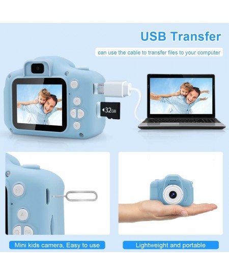 Kids Camera Front and Rear Camera Digital Cameras for Boys and Girls Gift Age 3-9 2.0 -inch Screen 1080P Video with 32GB SD C...