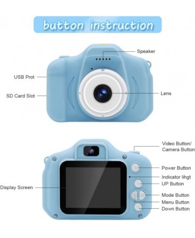 Kids Camera Front and Rear Camera Digital Cameras for Boys and Girls Gift Age 3-9 2.0 -inch Screen 1080P Video with 32GB SD C...