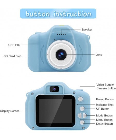 Kids Camera Front and Rear Camera Digital Cameras for Boys and Girls Gift Age 3-9 2.0 -inch Screen 1080P Video with 32GB SD C...