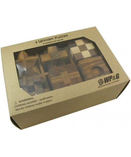 6 Wooden Puzzle Gift Set in A Wood Box - 3D Unique IQ Puzzles $51.73 - Brain Teaser Puzzles