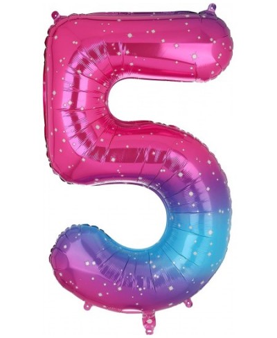 40 Inch Number Balloons 5 Pink Blue Rainbow Gradient Mylar Foil Helium Digital Balloon 0-9 Baby Shower Girl 5th Birthday Part...