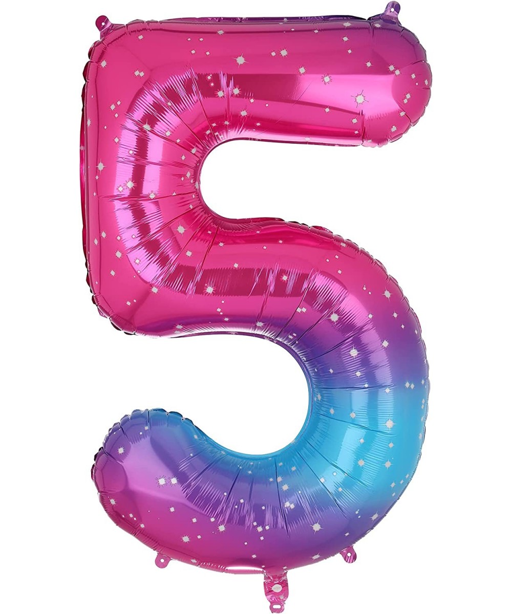 40 Inch Number Balloons 5 Pink Blue Rainbow Gradient Mylar Foil Helium Digital Balloon 0-9 Baby Shower Girl 5th Birthday Part...