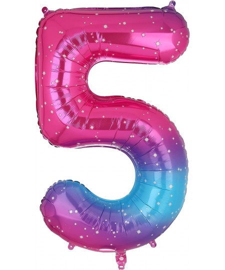 40 Inch Number Balloons 5 Pink Blue Rainbow Gradient Mylar Foil Helium Digital Balloon 0-9 Baby Shower Girl 5th Birthday Part...