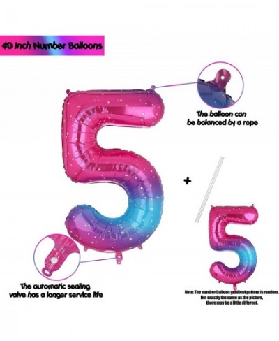 40 Inch Number Balloons 5 Pink Blue Rainbow Gradient Mylar Foil Helium Digital Balloon 0-9 Baby Shower Girl 5th Birthday Part...