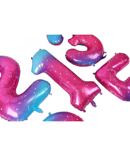 40 Inch Number Balloons 5 Pink Blue Rainbow Gradient Mylar Foil Helium Digital Balloon 0-9 Baby Shower Girl 5th Birthday Part...