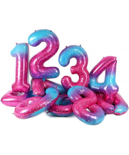 40 Inch Number Balloons 5 Pink Blue Rainbow Gradient Mylar Foil Helium Digital Balloon 0-9 Baby Shower Girl 5th Birthday Part...