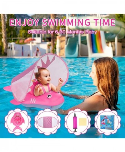 Baby Pool Float Baby Swim Float with Canopy Inflatable Baby Swimming Floaties with Safety Support Baby Shark Pool Floats for ...