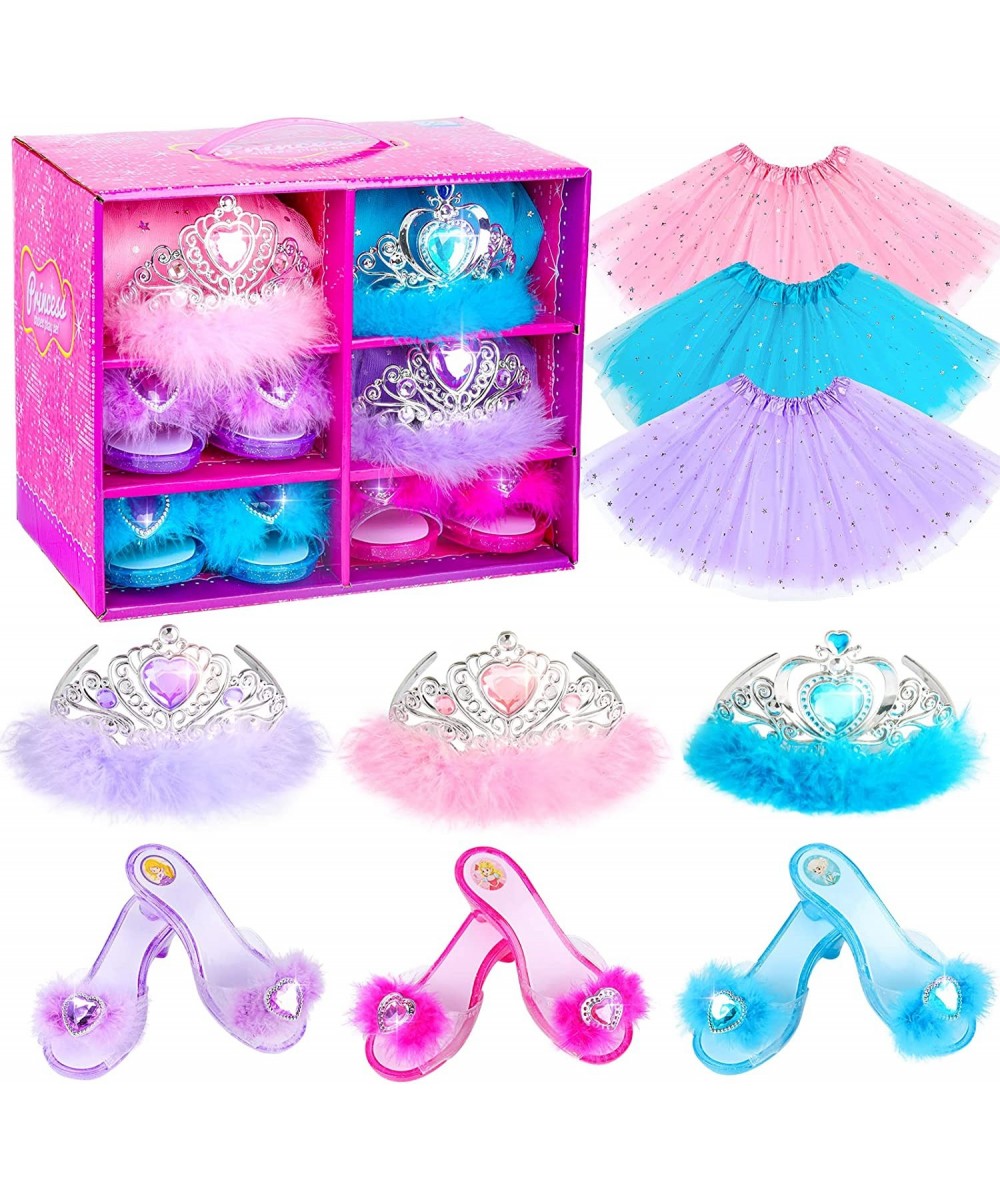 Princess Dress Up Shoes Princess Dresses for Girls Dress Up Clothes Pretend Play Costumes-3 Sets of Princess Shoes Dresses an...