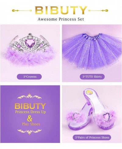 Princess Dress Up Shoes Princess Dresses for Girls Dress Up Clothes Pretend Play Costumes-3 Sets of Princess Shoes Dresses an...