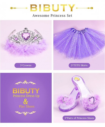 Princess Dress Up Shoes Princess Dresses for Girls Dress Up Clothes Pretend Play Costumes-3 Sets of Princess Shoes Dresses an...